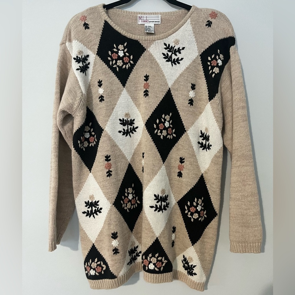 Vintage Milano Design Group Embroidered Sweater‎ Size L